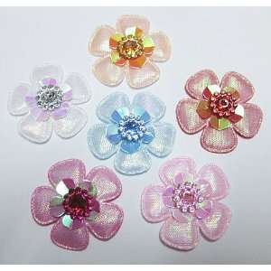   Glitter Fabric Flowers Padded Appliques PA43 Arts, Crafts & Sewing