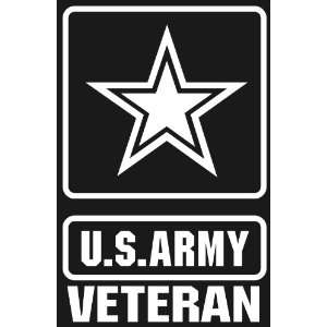  U.S. ARMY VETERAN STAR Logo white window or bumper sticker 