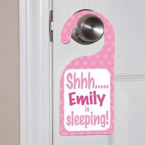  Personalized ShhhBabys Sleeping Pink Door Hanger