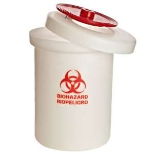 Nalgene 6920 0120 BioHazard Waste Container With Cover, Polypropylene 