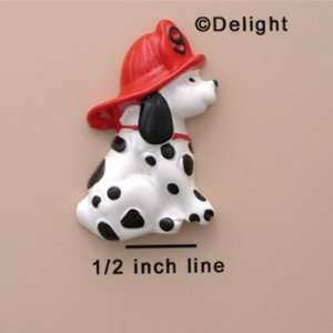  0897 tlf   Medium Sitting Dalmatian Dog with Firefighter 