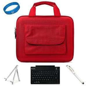  Red Nylon Hard Cube Carrying Case for Acer Iconia Tab A200 10 