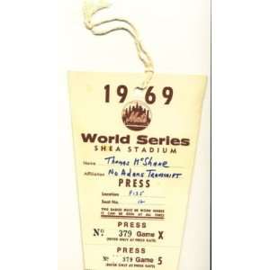1969 World Series Official Press Pass~mets Vs Orioles  