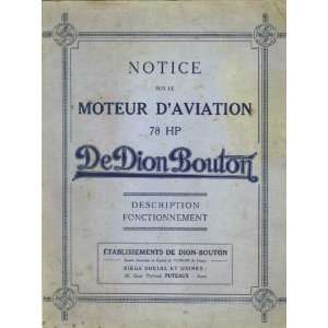De Dion Bouton 78 HP Aircraft Aero Engine Technical Manual