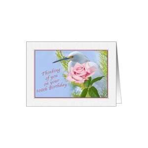  Birthday, 108th, Snowy Egret and Pink Rose Card Toys 