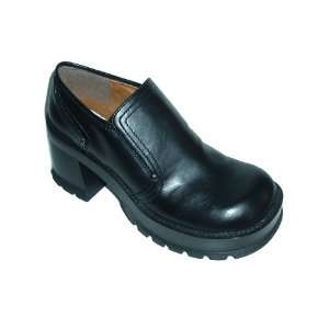  Black Shiny Loafers Platform Shoes Size 8.5 Womens High 