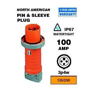   4100P12W 100 Amp 125/250 Volt Pin & Sleeve Plug