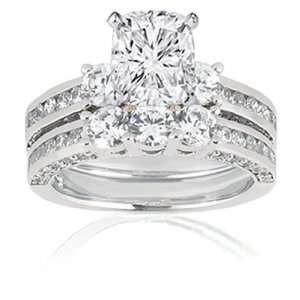 50 Ct Cushion Cut 3 Three Stone Diamond Engagement Wedding Rings Set 