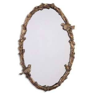 Grace Feyock 13575 P Paza, Oval Mirror Distressed, Antiqued Gold Leaf