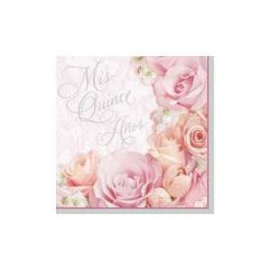  36 Ct. Mis Quince Anos Blossoms Beverage Napkins Health 