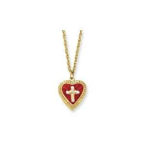  Cross of Glory Heart Locket Necklace   16 Inch   JewelryWeb Jewelry