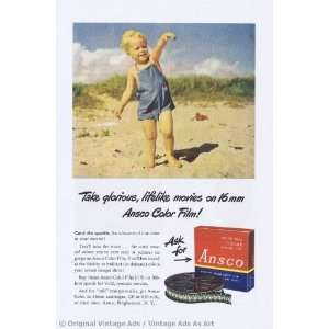   Ansco Take Glorious, lifelike movies on 16mm Color Film Vintage Ad