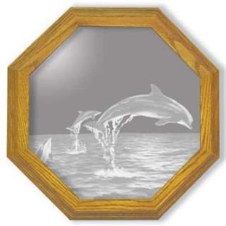  Decorative Framed Mirror Wall Decor With Dolphin Etched 