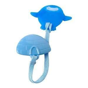  Soothie Pacifier Attacher   Blue Penguin with Igloo Clip 