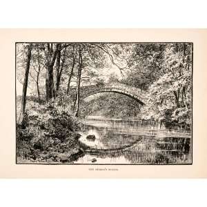 1894 Wood Engraving Beggars Bridge Romantic Legend Yorkshire Historic 