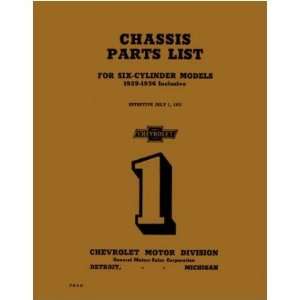  1929 1933 1934 1935 1936 CHEVROLET Parts Book List 