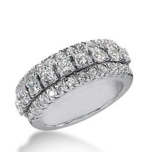  1.55 Ct Diamond Wedding Band Ring Round Pave 14k White 
