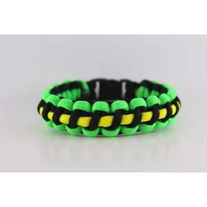  Black, Lime Green and Yellow Paracord Bracelet   7 Inches 