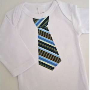 Tie Onesie, Blue Board Striped 0 3 Months Baby