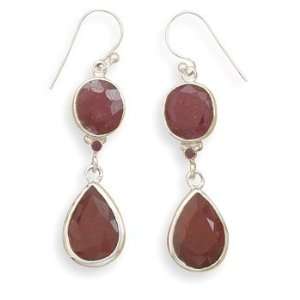   Oval And Pear Faceted RoughCut Ruby Earrings CleverSilver Jewelry