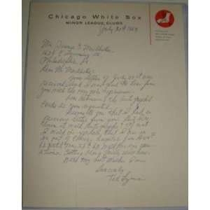  Ted Lyons SIGNED Dated 1963 WHITE SOX Letter JSA   MLB Cut 