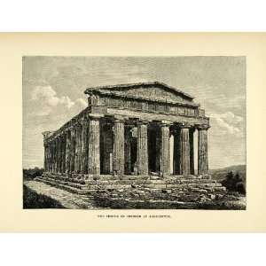 1890 Wood Engraving Concord Temple Agrigentum Valley of the Temples 