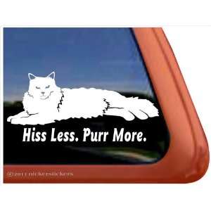  Hiss Less. Purr More. Lounging Cat Vinyl Window Decal 