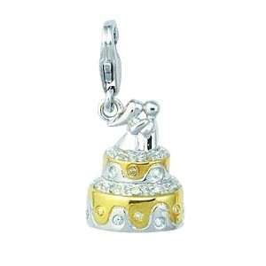   14K 1.54 grams Yellow Gold Diamond 0.08CT Wedding Cake Charm Jewelry