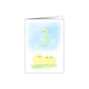  Three Year Old Birthday, 3 Cute Fuzzy Chicks Card Card 
