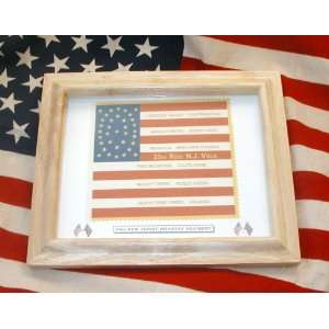 Framed, American 35 star Civil War flag.33rd New Jersey 