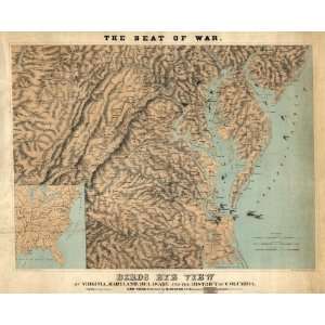  Civil War Map Birds eye view of Virginia, Maryland 
