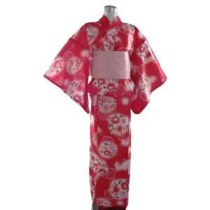  Kimono Yukata Red with White Flowers + Obibelt Toys 