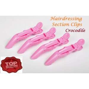  CROCODILE Thick Hair Strong Hold Hairdressing Clips Pink 