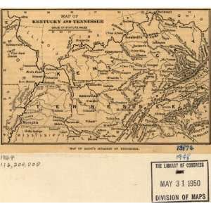  Civil War Map Map of Kentucky and Tennessee.