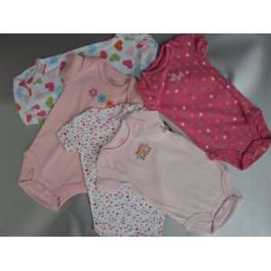 Carters Baby Girls 5 pack S/S 100% Cotton Wiggle in Bodysuits Pastel 