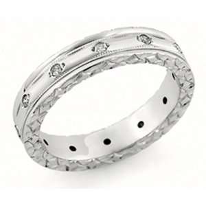   Wedding Band in 14Kt White Gold with 12 Diamonds, Finger Size 11.75