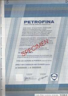 Petrofina Brüssel hist. Aktie 1986 Belgien Bruxelles Öl Benzin 