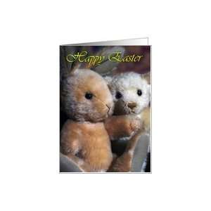  Easter Card With Teddy Bear Rabbit and Teddy Bear Card 