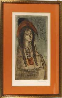 Etienne Ret, Portrait of a Girl, French Etching  