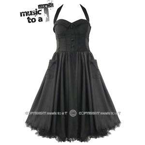 HELL BUNNY URSULA 50s DRESS goth party BLACK SIZE 6 14  