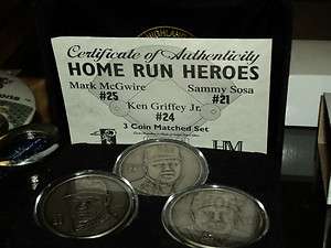Highland Mint MARK McGWIRE SAMMY SOSA KEN GRIFFEY JR Solid Nickel 