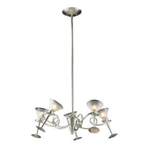  Elk 3653/5 5 Light Chandelier In Silver Leaf and Frosted 