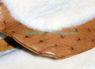Designer ZUKI long SHEARED BEAVER FUR COAT REAL OSTRICH leather LkNew 