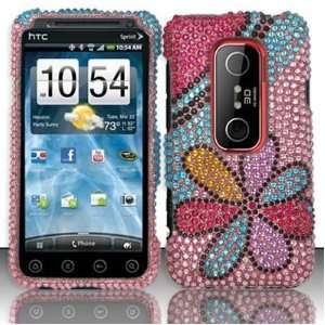   Rhinestone Bling Design Case for HTC Evo 3D (Sprint) + Car Charger