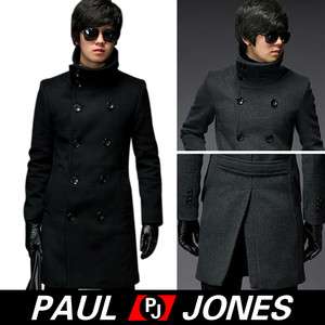 Trendy PJ Mens Slim Fit Jackets Coats Black/Grey Trench  