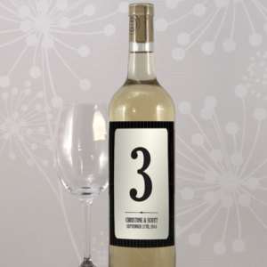 12 Black Ivory Wine Bottle Wedding Table Number Labels  