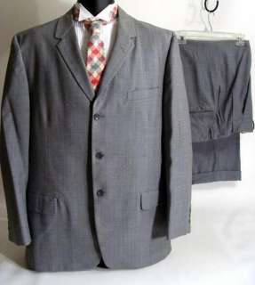 vintage 50s Penneys GRAY WOOL Suit 42 44 Pants 36x29 ~  