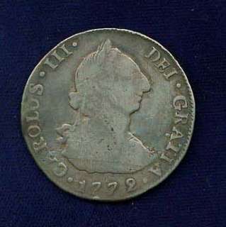 GUATEMALA SPANISH COLONIAL CHARLES III 1772 G P  4 REALES SILVER COIN 