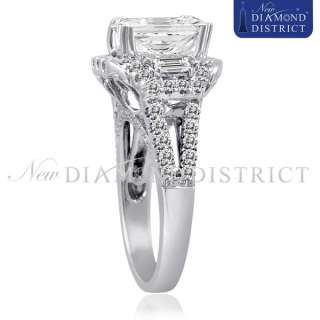 CERTIFIED H SI1 6.86CT TOTAL RADIANT CUT DIAMOND ENGAGEMENT RING 18K 