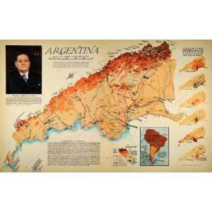 1938 Print Map Argentina Physiography Roberto Ortiz Portrait Resources 